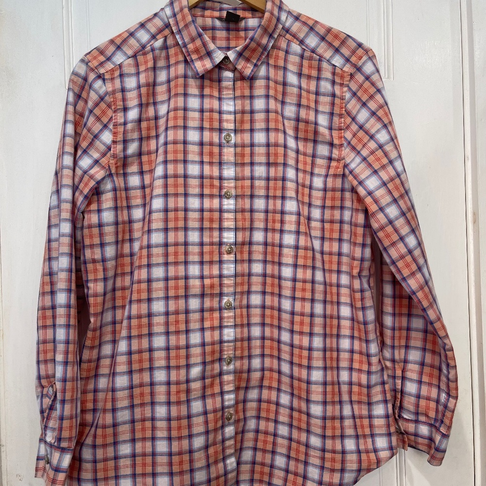 Eddie Bauer Plaid Cotton/Polyester Long Sleeve Button Down Women’s SZ Large